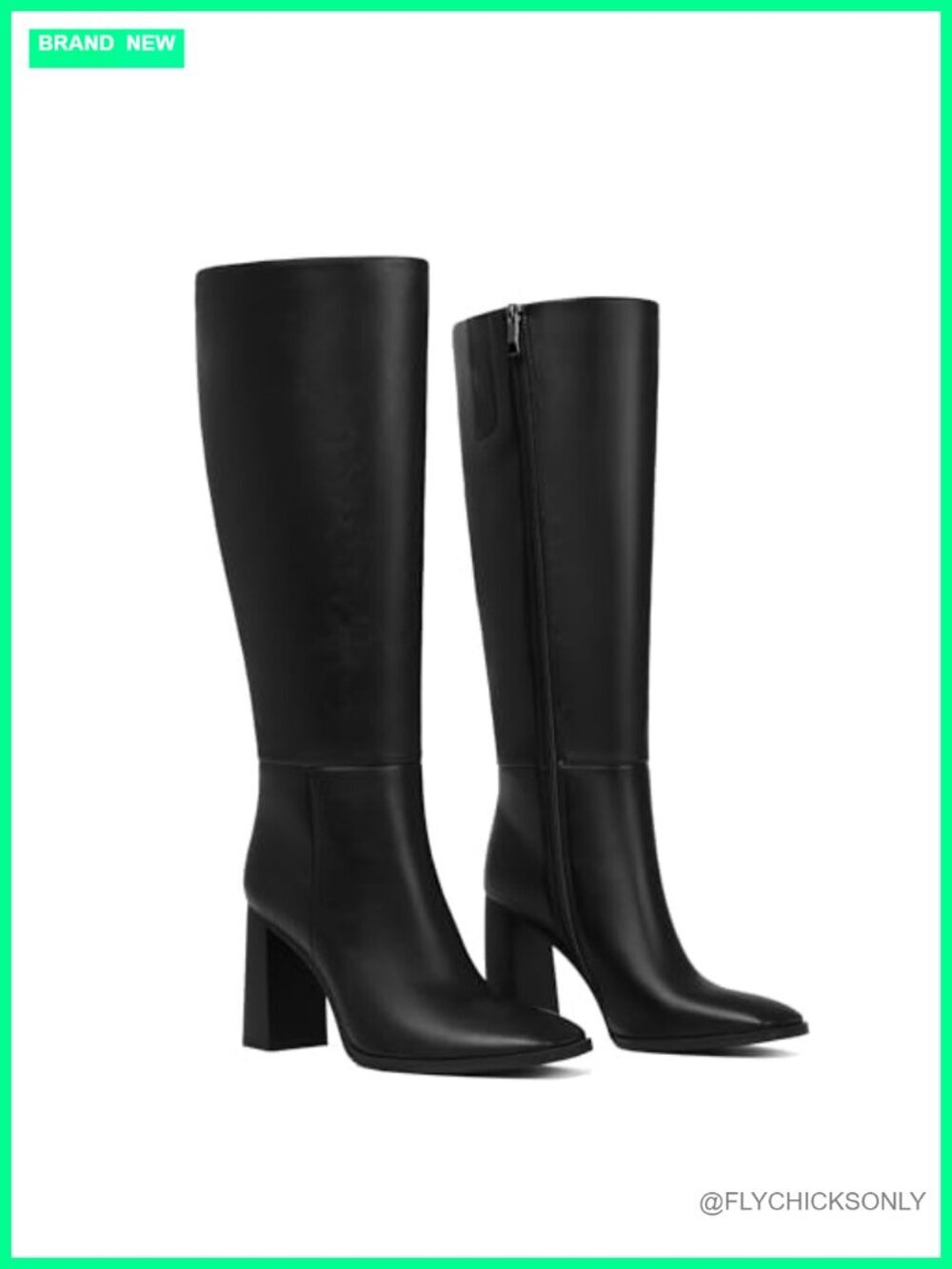 Women's Knee-High Boots Square Toe Chunky Heel Side Zipper Fall Winter Shoes
